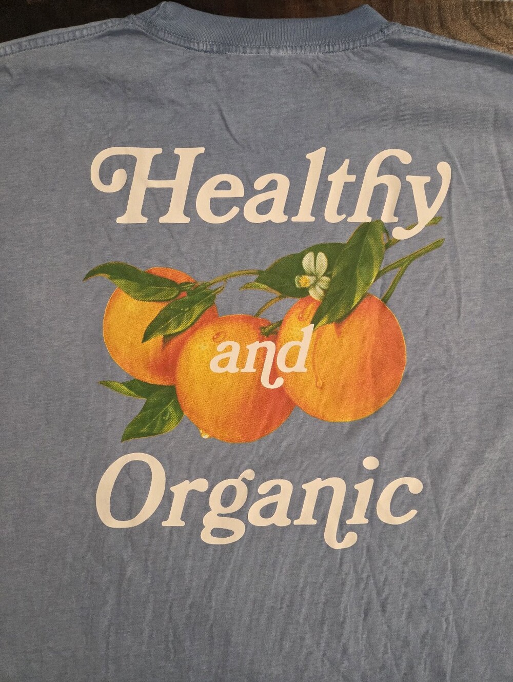 Midnight Organic Healthy And Organic Graphic Shirt Sz 3XL Slate Blue Larry June